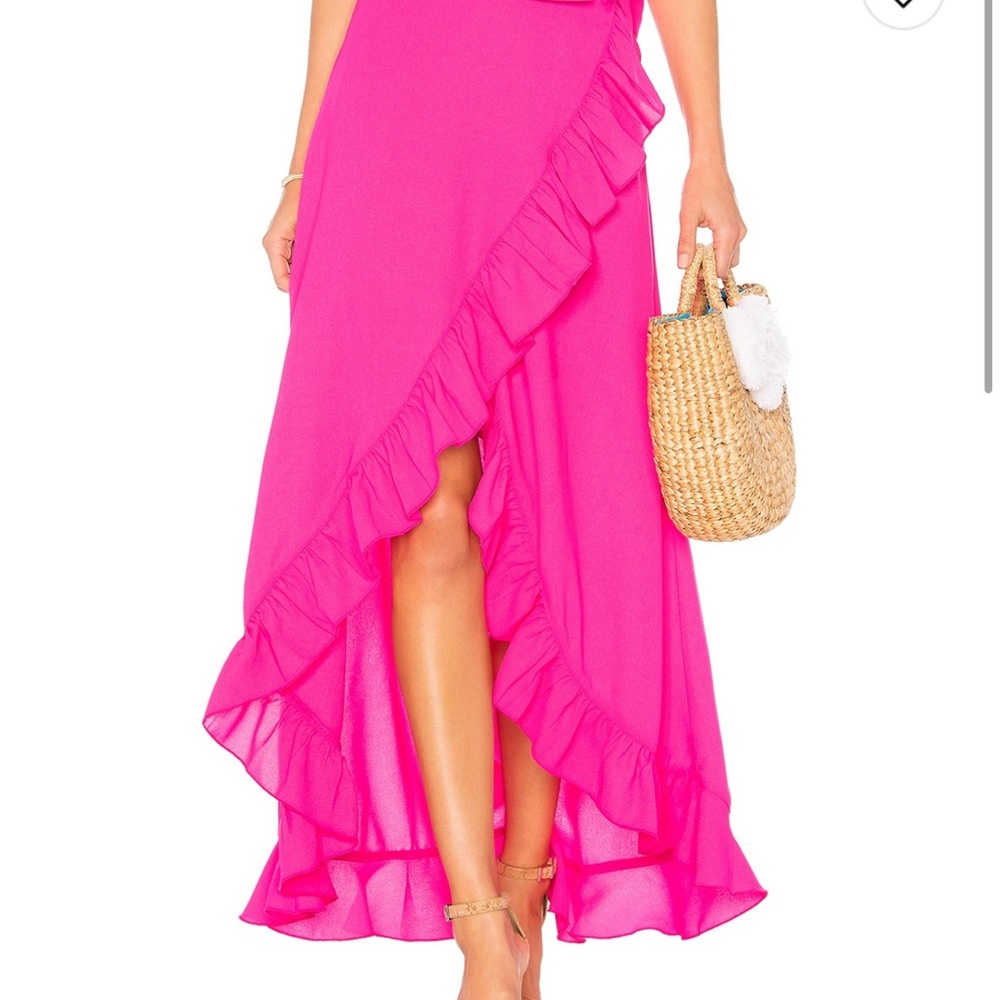 Revolve Lovers and Friends hot pink high low maxi wrap skirt - Revolve